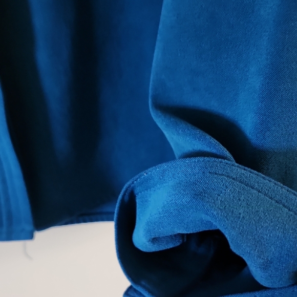 Susan Graver Blue Long Sleeve Button Down Shirt - Picture 4 of 7